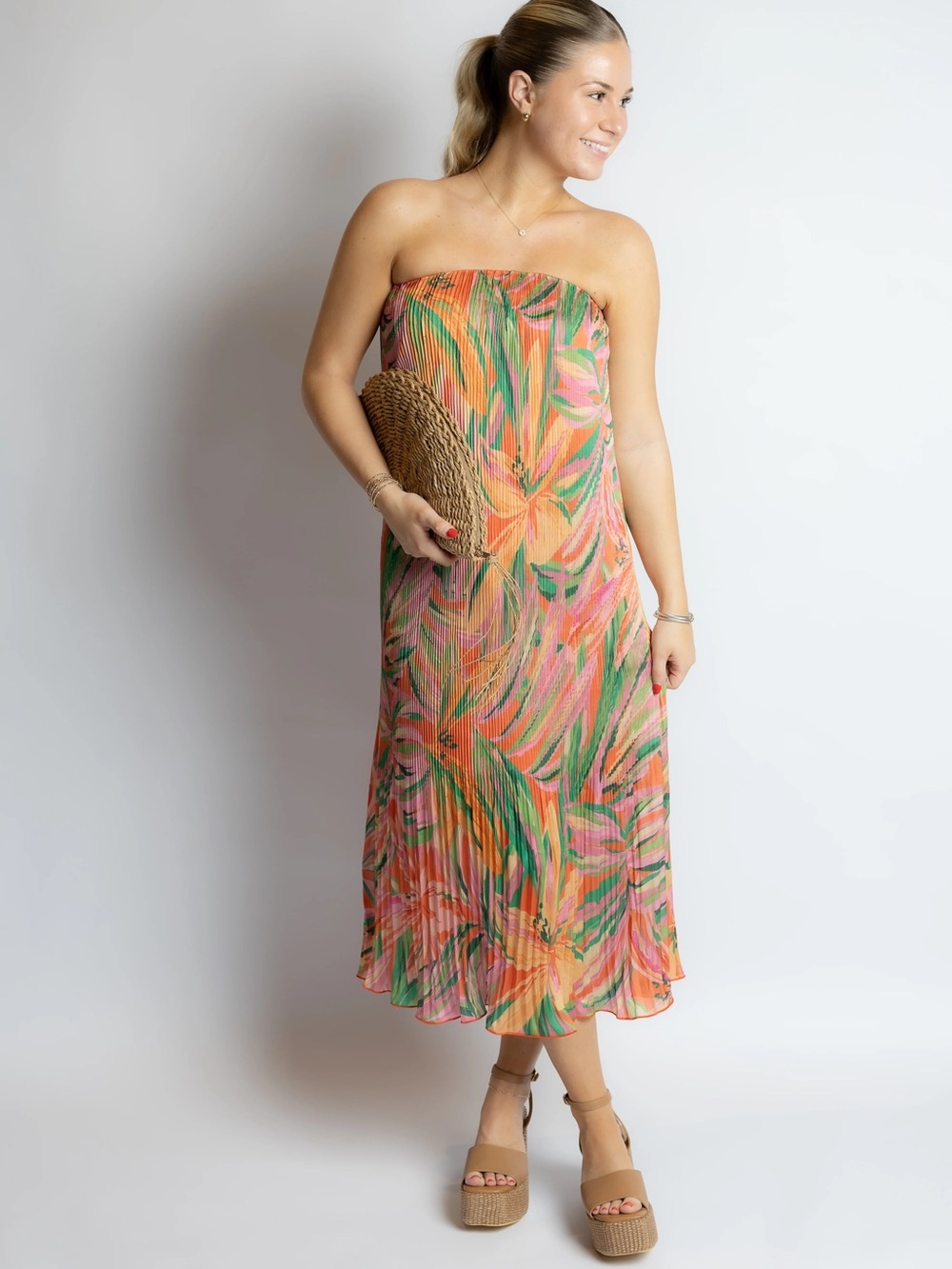 Sunset Ridge Plisse Midi Dress